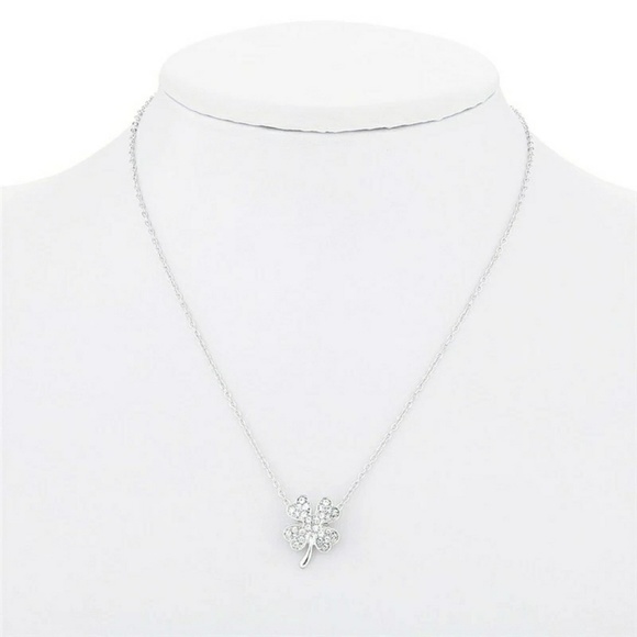 Silver 4 leaf clover necklace - Picture 3 of 7